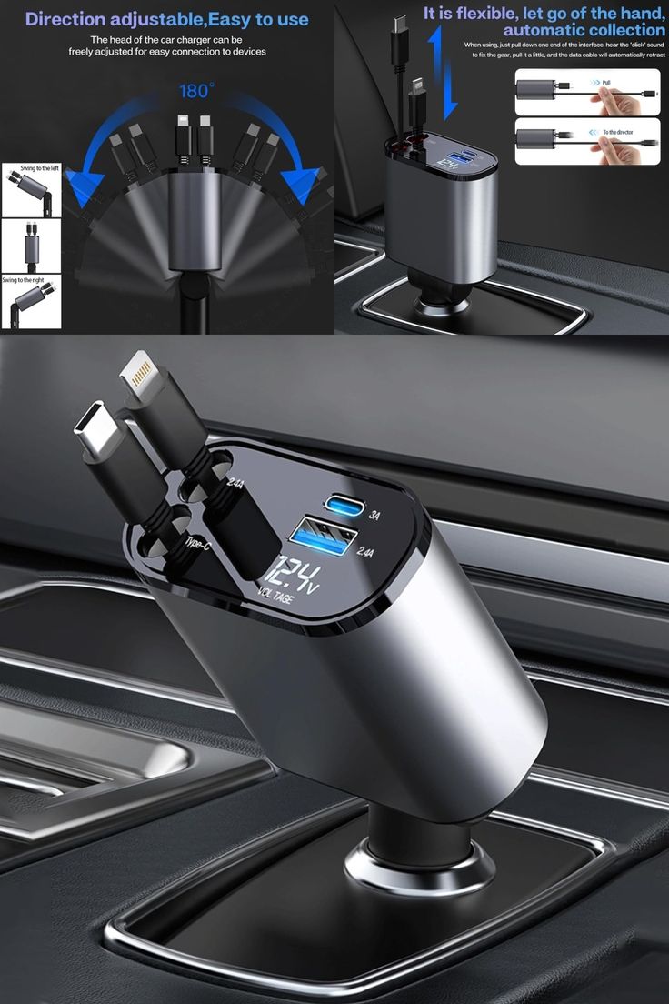 Retractable 4-in-1 Fast Car Charger